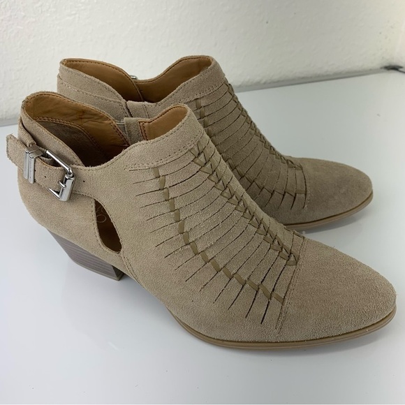 FRANCO SARTO suede ankle Boots 8 Beige woven boho cowgirl western Great Seppia - Picture 7 of 11